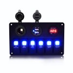 Rupse Car Marine Boat Refit On- Off LED Rocker Switch Panel Dual USB Car Charger (6 switches)